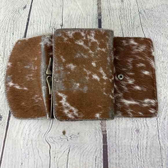 Myra Bag Leather ,Floral Canvas & Cowhide Whipstitch Fringe Crossbody W/ Wallet‎ - Picture 8 of 14